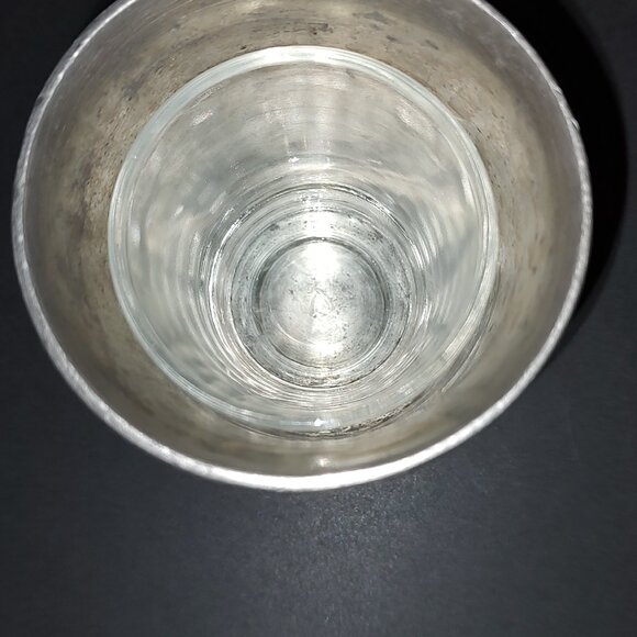 LABRAZEL SAN LORENZO SOLID PEWTER CUP TOOTHBRUSH HOLDER GLASS INSERT - Picture 3 of 5